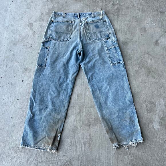 Vintage Y2K Carhartt denim blue jeans double knee work wear carpenter pants - Picture 4 of 11